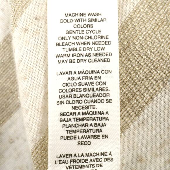 Chicos Top 1 Womens Medium Beige Gold Metallic Chevron Blouse Pullover Neutral - Picture 13 of 14